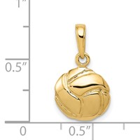 14K Yellow Gold Solid Polished Domed Open-Back Volleyball Charm view 4