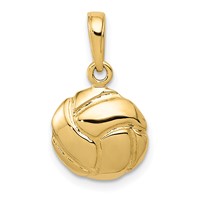 14K Yellow Gold Solid Polished Domed Open-Back Volleyball Charm view 1