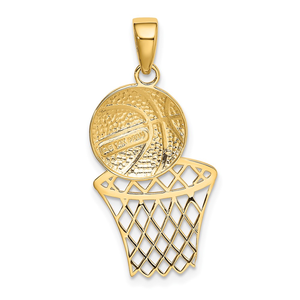 14K Diamond-Cut Basketball and Net Charm (K4951)