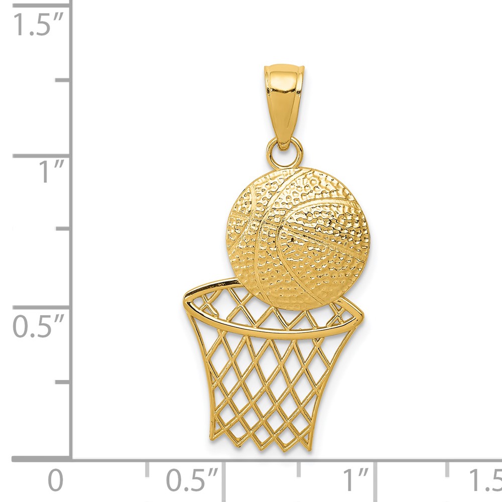 14K Diamond-Cut Basketball and Net Charm (K4951)