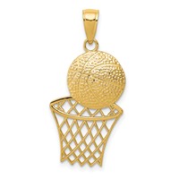 14K Yellow Gold Diamond-Cut Basketball and Net Charm view 1