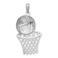 14K White Gold Basketball and Net Charm view 4