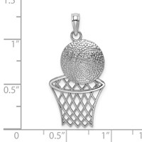 14K White Gold Basketball and Net Charm view 3