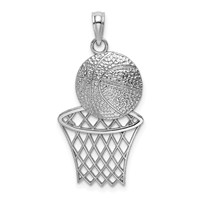 14K White Gold Basketball and Net Charm view 1