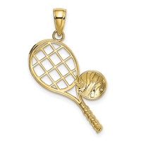14K Yellow Gold Tennis Racquet and Domed Ball Charm view 3