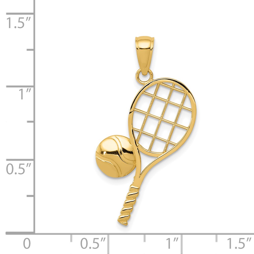 14k Diamond-Cut Tennis Racquet Charm (K4958)
