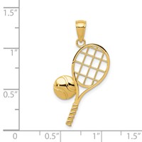 14K Yellow Gold Tennis Racquet and Domed Ball Charm view 4