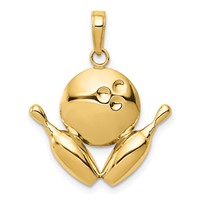 14K Yellow Gold Bowling Pins and Ball Charm view 1