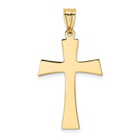 14K and White Rhodium Polished Cross Pendant view 3