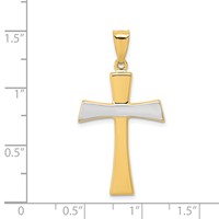 14K and White Rhodium Polished Cross Pendant view 4