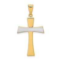 14K and White Rhodium Polished Cross Pendant view 1