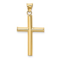 14K Polished Hollow Cross Pendant view 3