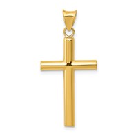 14K Polished Hollow Cross Pendant view 1
