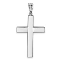 14K White Gold Polished Hollow Cross Pendant view 3