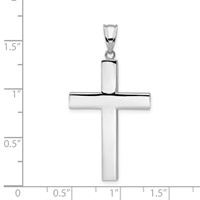 14K White Gold Polished Hollow Cross Pendant view 4