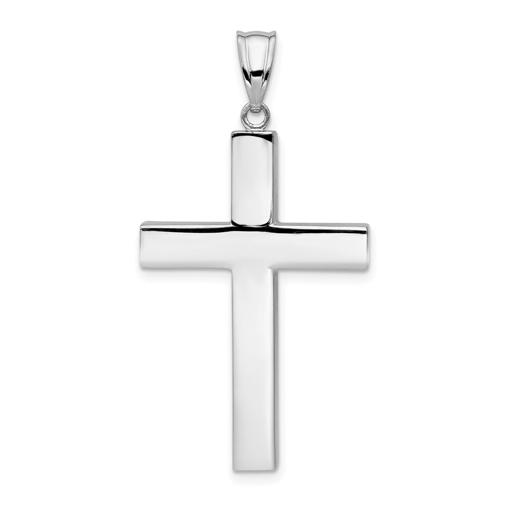 14K White Gold Polished Hollow Cross Pendant