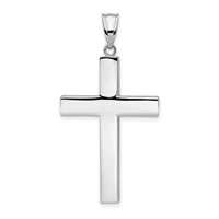 14K White Gold Polished Hollow Cross Pendant view 1