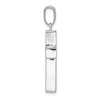 14K White Gold Polished Hollow Cross Pendant view 2