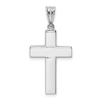 14K White Gold Polished Hollow Cross Pendant view 3