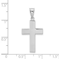 14K White Gold Polished Hollow Cross Pendant view 4