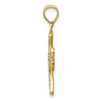 14K and White Rhodium Diamond-cut Cross Pendant view 2