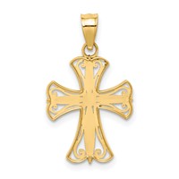 14K and White Rhodium Diamond-cut Cross Pendant view 4