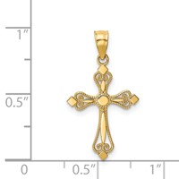 14K Yellow Gold Mini Budded Cross Pendant view 3
