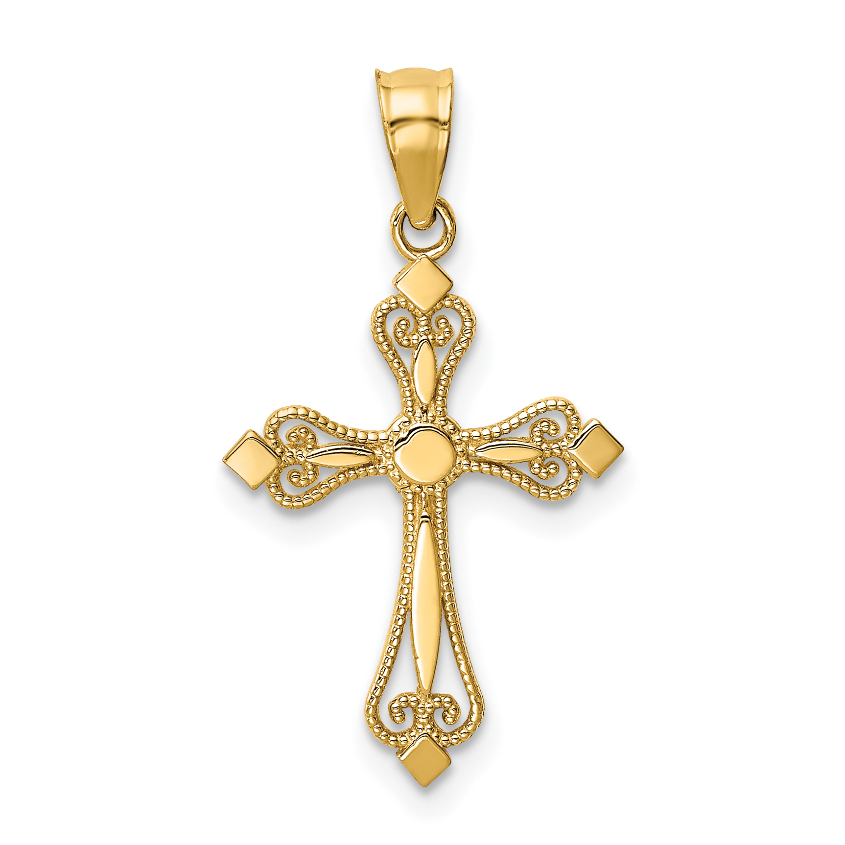 14k Mini Budded Cross Pendant (K5025)