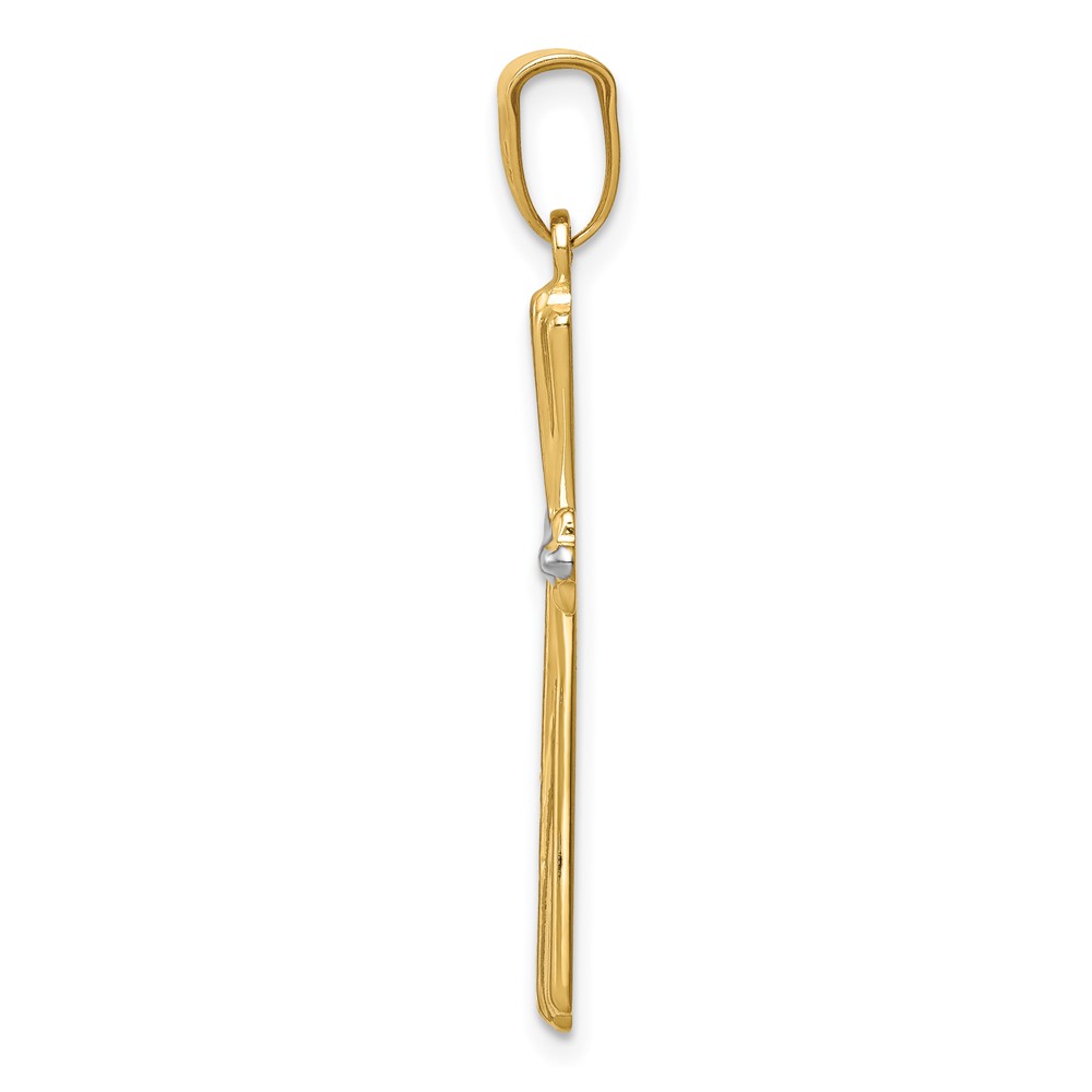 14k w/Rhodium Diamond Cut Cross Pendant (K5034)