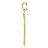 14K and White Rhodium Diamond Cut Cross Pendant view 2