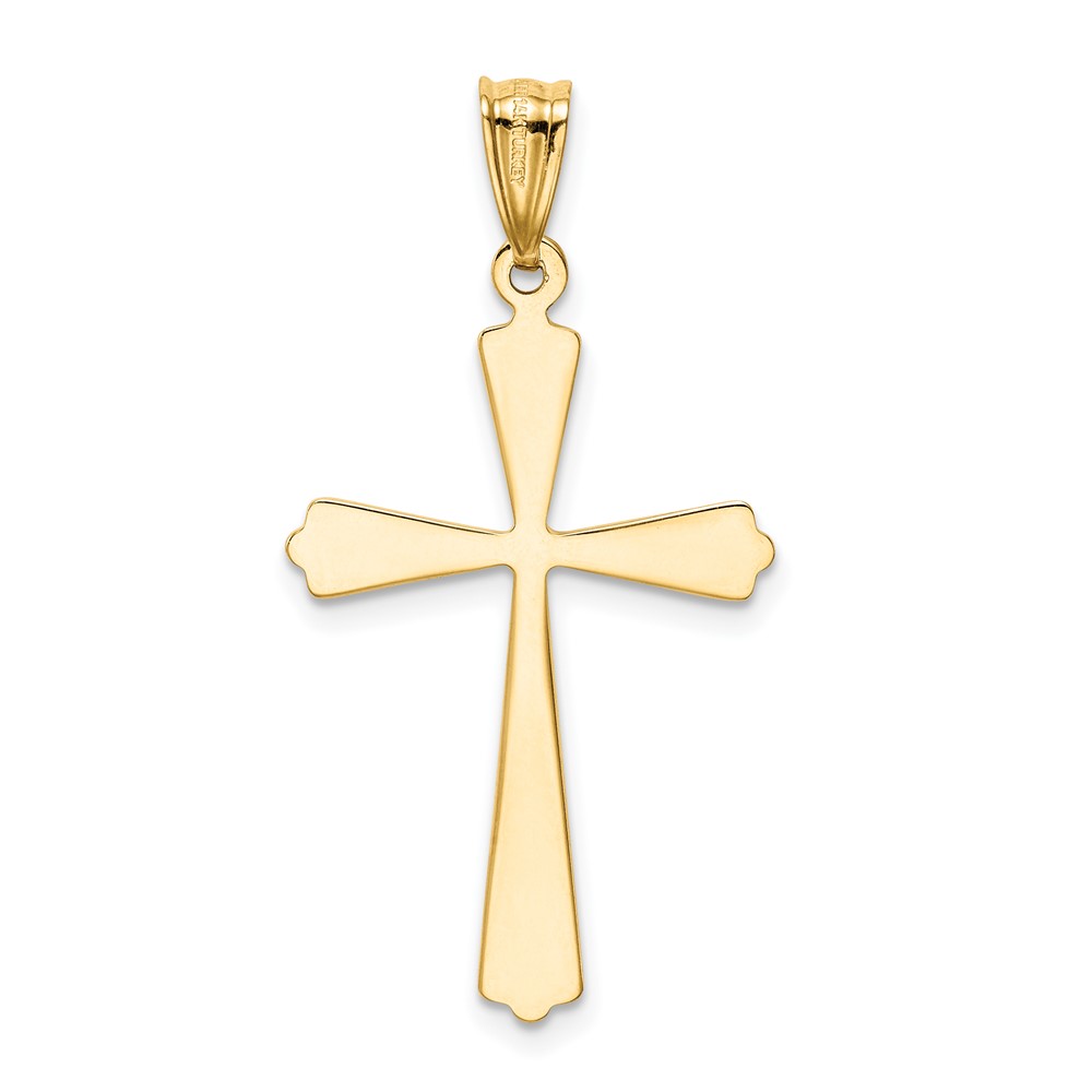 14k w/Rhodium Diamond Cut Cross Pendant (K5034)