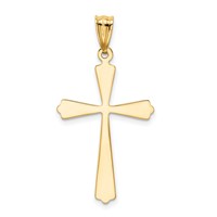 14K and White Rhodium Diamond Cut Cross Pendant view 4