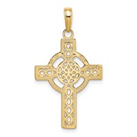 14K Yellow Gold Diamond-cut Celtic Cross Pendant view 3