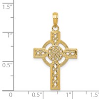 14K Yellow Gold Diamond-cut Celtic Cross Pendant view 4