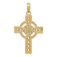 14K Yellow Gold Diamond-cut Celtic Cross Pendant view 1