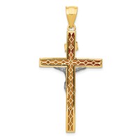 14K Two-tone Inri Hollow Crucifix Pendant view 4