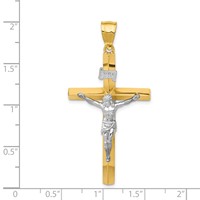 14K Two-tone Inri Hollow Crucifix Pendant view 3