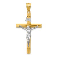 14K Two-tone Inri Hollow Crucifix Pendant view 1
