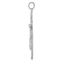 14K White Gold Textured Tree Inri Crucifix Pendant view 2