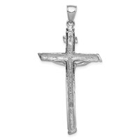 14K White Gold Textured Tree Inri Crucifix Pendant view 3