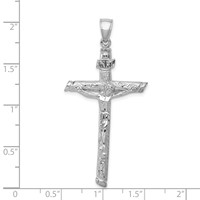 14K White Gold Textured Tree Inri Crucifix Pendant view 4
