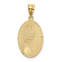 14K Two-tone Pendant with White Rhodium Solid Our Lady of Guadalupe 15 Oval view 3
