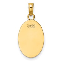 14K Yellow Gold Polished Solid Saint Christopher Medal Oval Pendant view 4