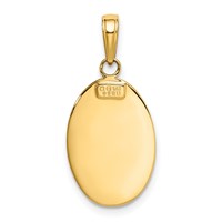 14K Yellow Gold Polished Solid Saint Christopher Medal Oval Pendant view 3