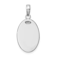 14K White Gold Polished Solid Saint Christopher Medal Oval Pendant view 3