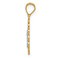 14K Two-tone and White Rhodium Solid Spanish Baptism Mi Bautizo Oval Pendant view 2
