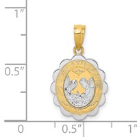 14K Two-tone and White Rhodium Solid Spanish Baptism Mi Bautizo Oval Pendant view 3