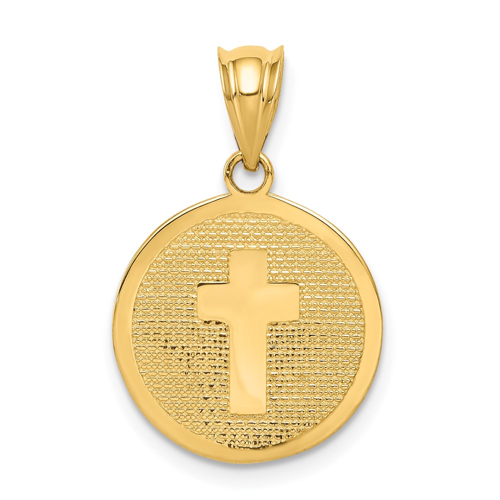 14K Yellow Gold Reversible Cross and 1ST Holy Communion Charm