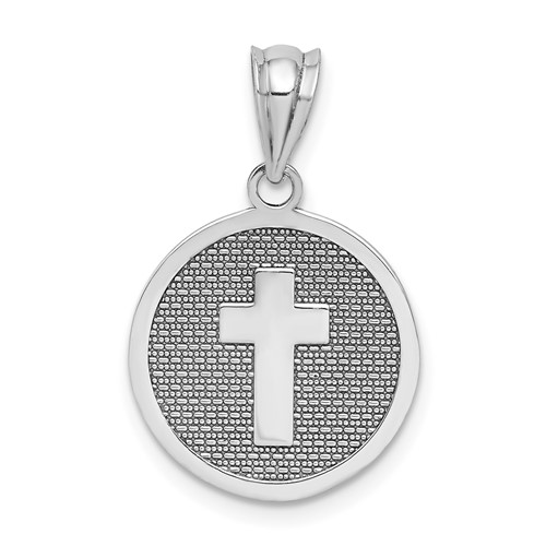 14K White Gold Reversible Cross and 1ST Holy Communion Charm