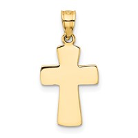 14K Yellow Gold Polished First Holy Communion Cross Pendant view 3